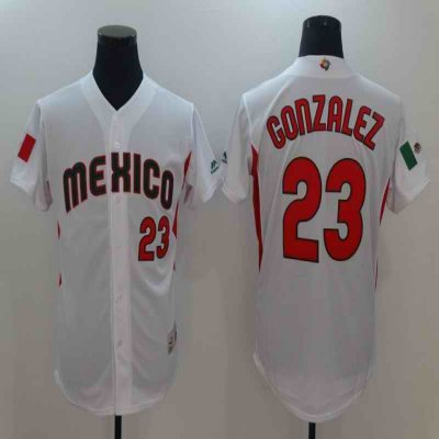 Men's Mexico Baseball #23 Adrian Gonzalez White 2017 World Baseball Classic Stitched WBC Jersey