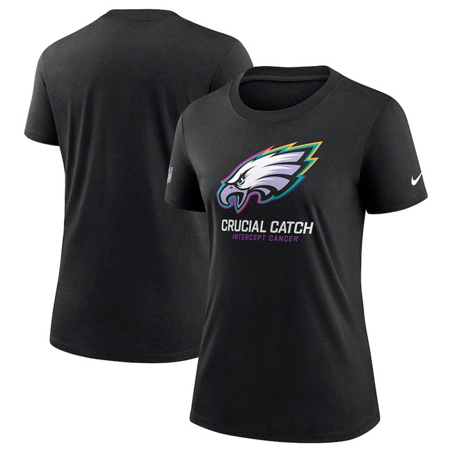 Women's Philadelphia Eagles Black 2024 Crucial Catch T-Shirt(Run Small)