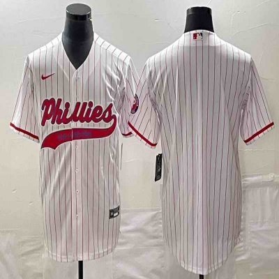 Men's Philadelphia Phillies Blank White Cool Base Stitched Baseball Jersey