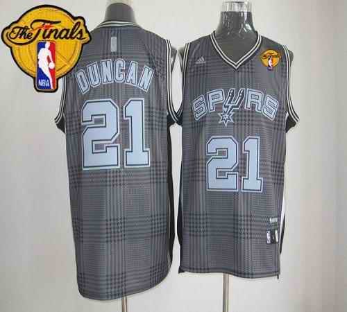 Spurs #21 Tim Duncan Black Rhythm Fashion Finals Patch Stitched NBA Jersey