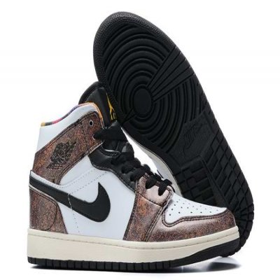 Women's Running Weapon Air Jordan 1 Brown/White Shoes 0294