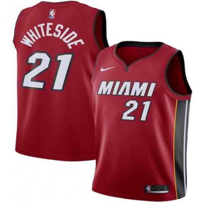 Men's Miami Heat #21 Hassan Whiteside Red Statement Edition Swingman Stitched Jersey