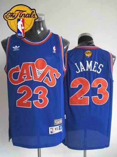 Mitchell and Ness Cavaliers #23 LeBron James Blue CAVS The Finals Patch Stitched NBA Jersey