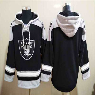 Men's Las Vegas Raiders Blank Black Ageless Must-Have Lace-Up Pullover Hoodie