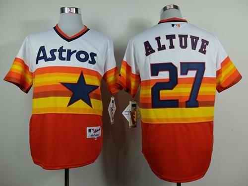 Astros #27 Jose Altuve White/Orange 1980 Turn Back The Clock Stitched MLB Jersey