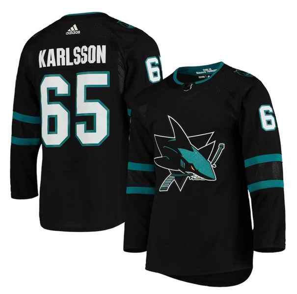 Men's San Jose Sharks #65 Erik Karlsson Black Stitched Jersey