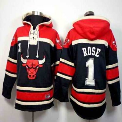 Chicago Bulls #1 Derrick Rose Black Sawyer Hooded Sweatshirt NBA Hoodie