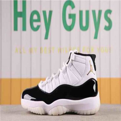 Men's Running weapon Air Jordan 11 White/Black Leather Shoes 066