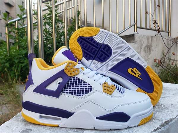 Men's Running weapon Air Jordan 4 White/Yellow/Purple Shoes 0125