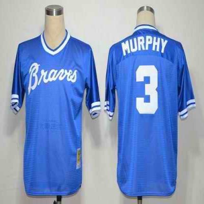 Mitchell and Ness Braves #3 Dale Murphy Blue Throwback Stitched MLB Jersey