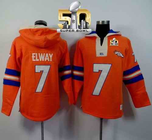 Denver Broncos #7 John Elway Orange Super Bowl 50 Player Winning Method Pullover NFL Hoodie