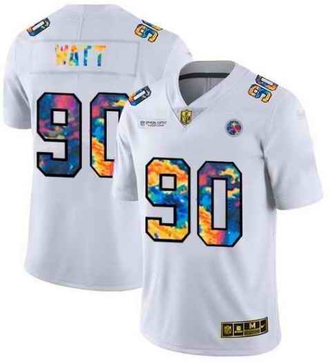 Men's Pittsburgh Steelers #90 T. J. Watt 2020 White Crucial Catch Limited Stitched Jersey