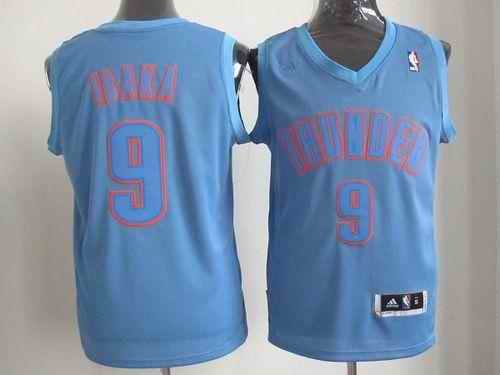 Thunder #9 Serge Ibaka Blue Big Color Fashion Stitched NBA Jersey