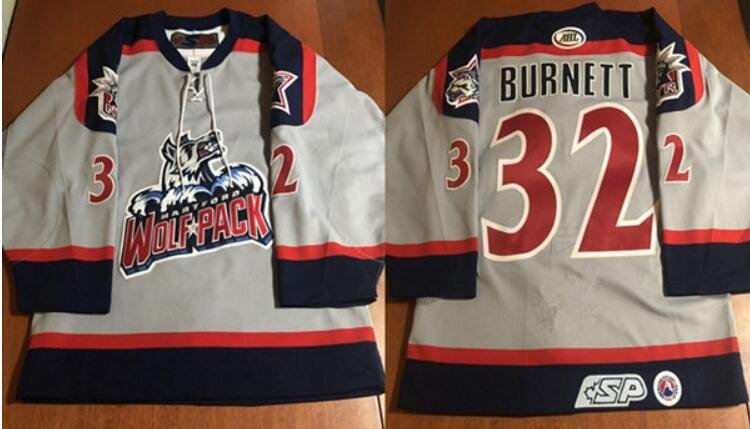 Men's Hartford Wolf Pack Gray Custom Stitched Hockey Jersey