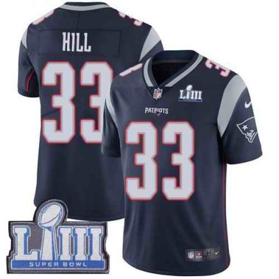 Men's New England Patriots #33 Jeremy Hill Navy Navy Blue Super Bowl LIII Vapor Untouchable Limited Stitched NFL Jersey