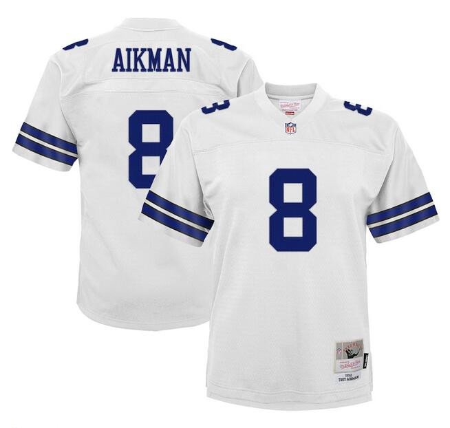 Women's Dallas Cowboys #8 Troy Aikman White Mitchell & Ness Stitched Football Jersey(Run Small