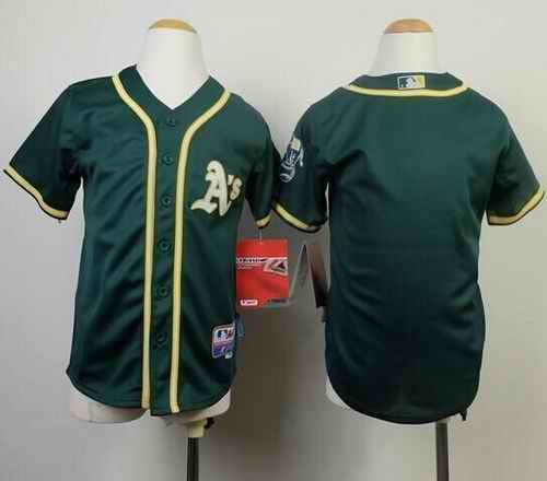 Athletics Blank Green Cool Base Stitched Youth MLB Jersey