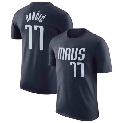 Men's Dallas Mavericks #77 Luka Doncic Navy  2022/23 Statement Edition Name & Number T-Shirt