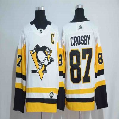 Men's Pittsburgh Penguins #87 Sidney Crosby Adidas White Road Authentic Stitched NHL Jersey