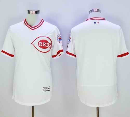 Reds Blank White Flexbase Authentic Collection Cooperstown Stitched MLB Jersey