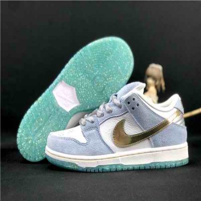 Women's Dunk Low SB White/Blue Shoes 059