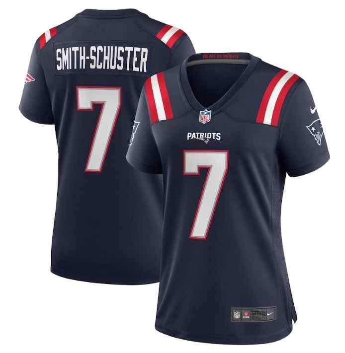 Women's New England Patriots #7 JuJu Smith-Schuster Navy  Stitched Game Jersey(Run Small)