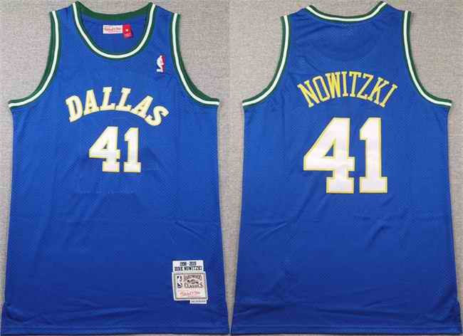 Men's Dallas Mavericks #41 Dirk Nowitzki Blue Stitched Jersey