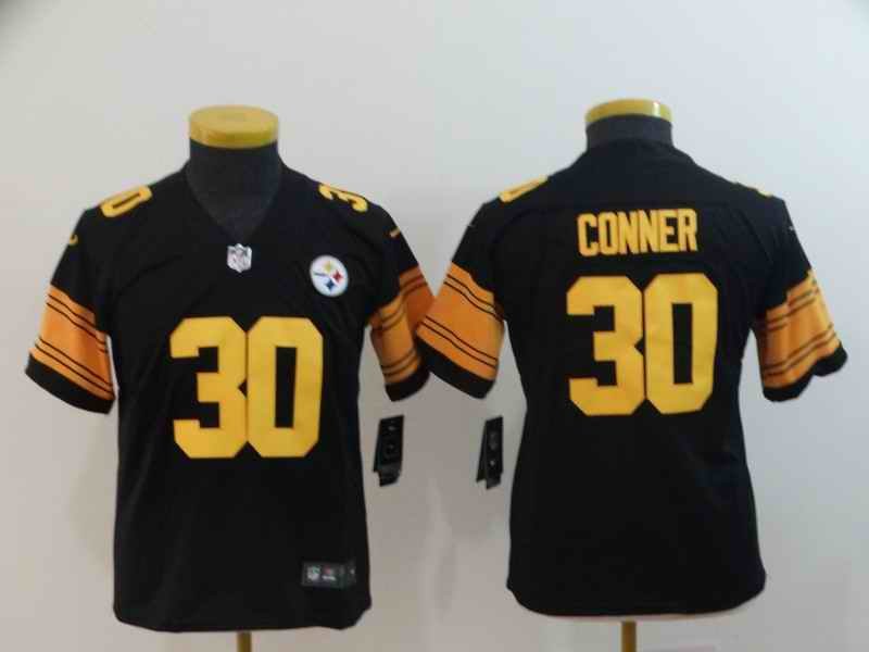 Youth Pittsburgh Steelers #30 James Conner Black Limited Rush NFL Stitched Jersey