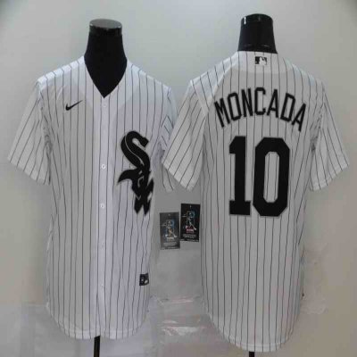 Men's Chicago White Sox #10 Yo'n Moncada White Cool Base Stitched MLB Jersey