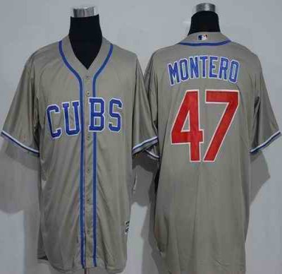 Cubs #47 Miguel Montero Grey New Cool Base Alternate Road Stitched MLB Jersey