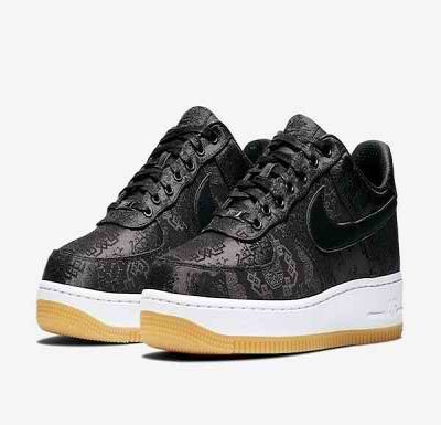 Men's Fragment x Clot x Air Force 1 Black Shoes 058