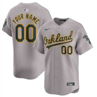 Men's Oakland Athletics Customized Grey Away Limited  Stitched Jersey