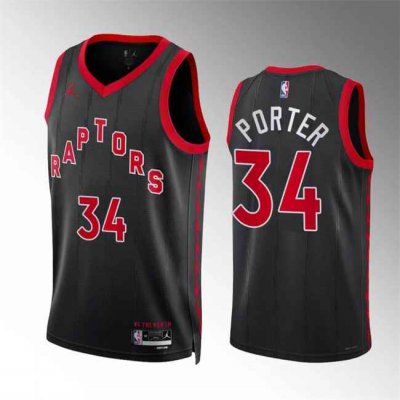 Men's Toronto Raptors #34 Jontay Porter Black Statement Edition Stitched Basketball Jersey