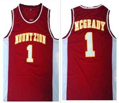 Magic #1 Tracy Mcgrady Red Mount Zion Christian Academy High School Stitched NBA Jersey