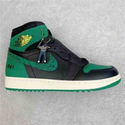 Men's Running Weapon Air Jordan 1 Black/Green Shoes 458