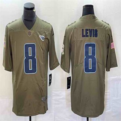 Men's Tennessee Titans #8 Will Levis Olive 2017 Salute To Service Limited Stitched Jersey