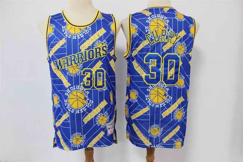 Men's Golden State Warriors #30 Stephen Curry Blue Tear Up Pack Hardwood Classics Swingman Jersey