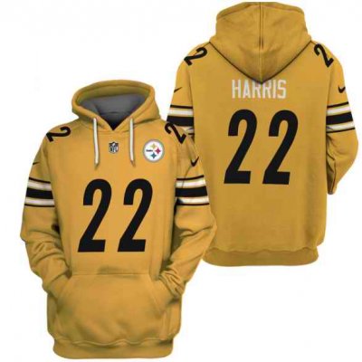 Men's Pittsburgh Steelers #22 Najee Harris 2021 Yellow Pullover Hoodie