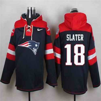 Nike Patriots #18 Matt Slater Navy Blue Player Pullover NFL Hoodie