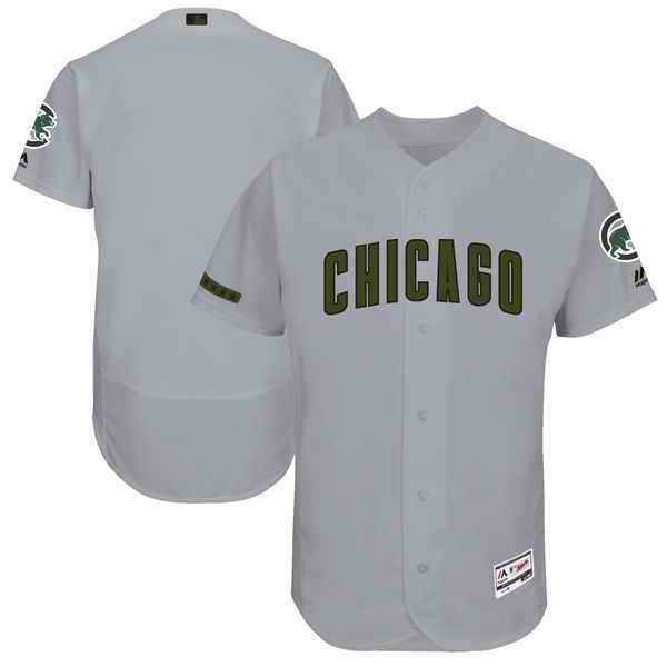 Men's Chicago Cubs Majestic Gray 2017 Memorial Day Authentic Collection Flex Base Team Stitched MLB Jersey