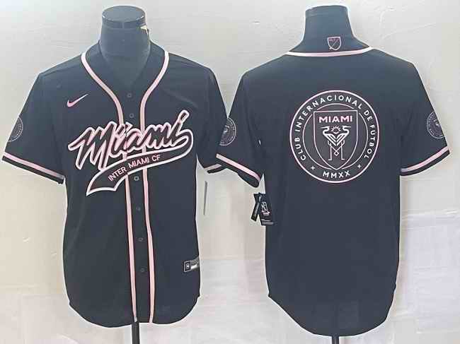 Men's Inter Miami CF Black Team Big Logo Cool Base Stitched Jersey