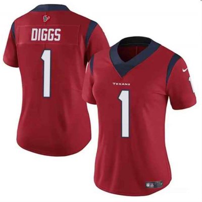 Women's Houston Texans #1 Stefon Diggs Red Vapor Untouchable Limited Stitched Jersey (Run Small)