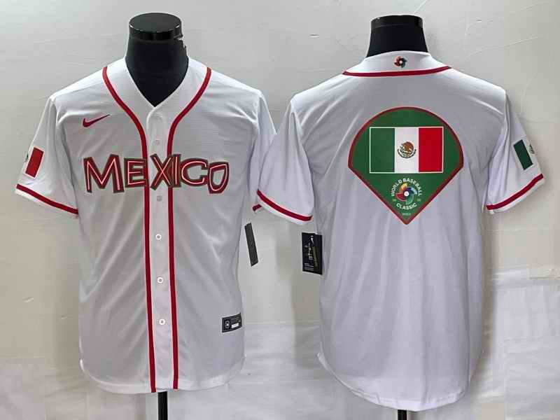 Men's Mexico Baseball 2023 White World Baseball Classic Team Big Logo Stitched Jersey