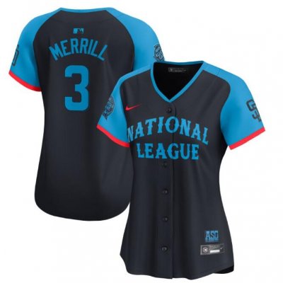 Women's National League #3 Jackson Merrill Navy 2024 All-Star Limited Stitched Baseball Jersey(Run Small)