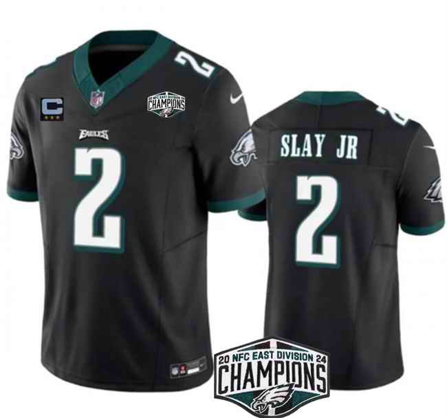 Men's Philadelphia Eagles #2 Darius Slay JR Black 2024 NFC East Champions With 3-Star C Patch F.U.S.E. Vapor Untouchable Limited Stitched Football Jersey