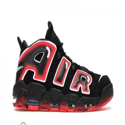 Women's Air More Uptempo 96 BG 'Laser Crimson' Black Basketball Shoes 004