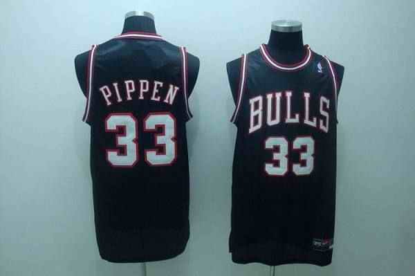 Bulls #33 Scottie Pippen Stitched Black White Number NBA Jersey