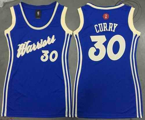 Warriors #30 Stephen Curry Blue 2015-2016 Christmas Day Women's Dress Stitched NBA Jersey