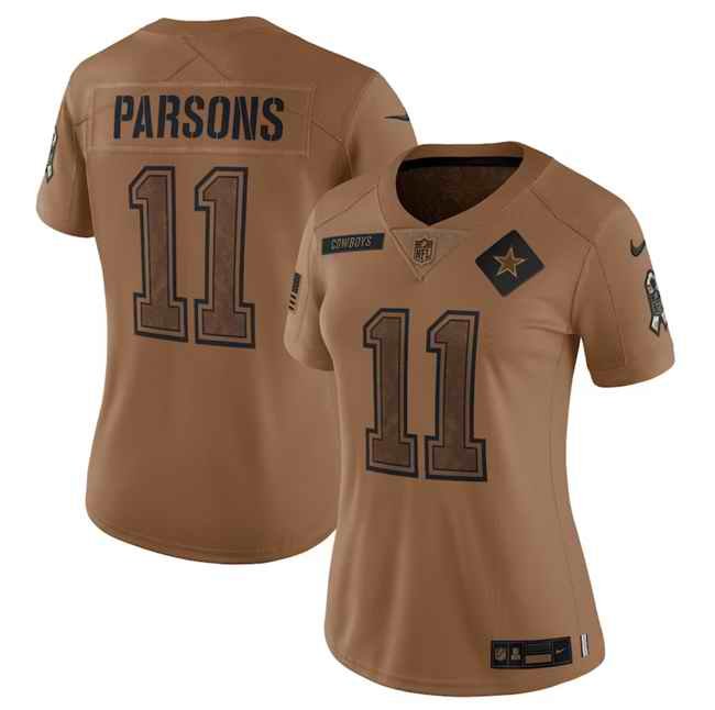 Women's Dallas Cowboys #11 Micah Parsons 2023 Brown Salute To Service Limited Stitched Football Jersey(Run Small'