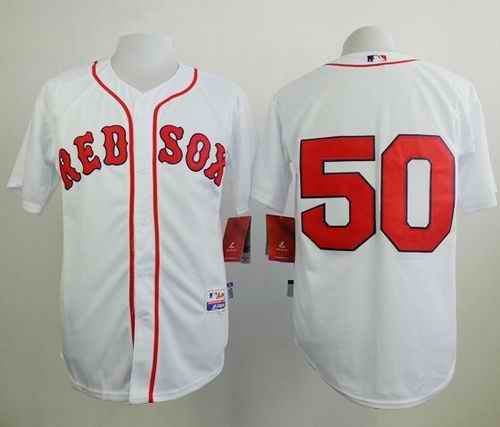 Red Sox #50 Mookie Betts White Cool Base Stitched MLB Jersey